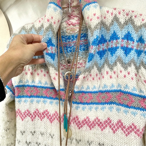 SOLD⭐️RARE Artisan HANDCRAFTED granny sweater-Navajo/NORDIC/Aztec/Pendleton vibe - Picture 15 of 16